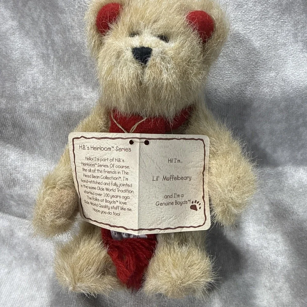 Boyds Bear Lil Muffelbeary Red Earmuffs Scarf Holiday Christmas Gift Bag 6